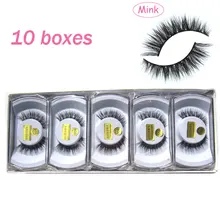 10 пар! 10 коробок/лот оптом настоящие норковые натуральные крестики Мягкие Накладные ресницы макияж