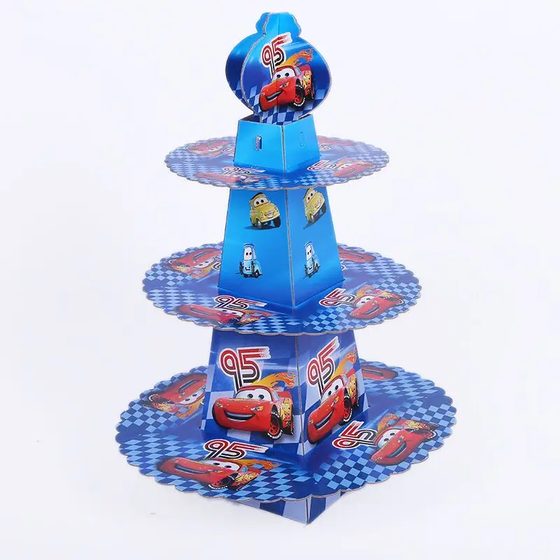 

1pcs/set DISNEY Lightning Mcqueen Shower Cartoon Kids Birthday Party Decoration Supplies Cardboard Cupcake Stand 24 Cupcakes