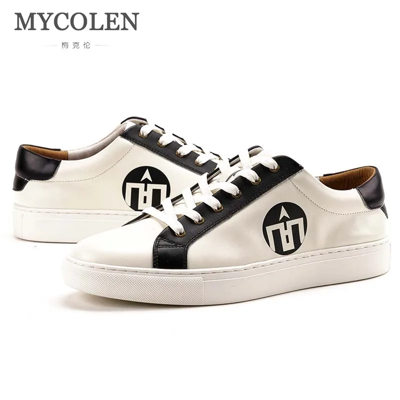 

MYCOLEN The New Listing Leather White Shoes Men'S Wild Casual Shoes Luxury Designers Breathable Trend Handmade Men'S Shoes