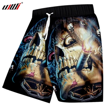 

UJWI Men's Casual Shorts Summer Cool Print Broken Skull 3D Boardshorts Man Hip Hop Workout Exercise Boxers Trousers Dropship