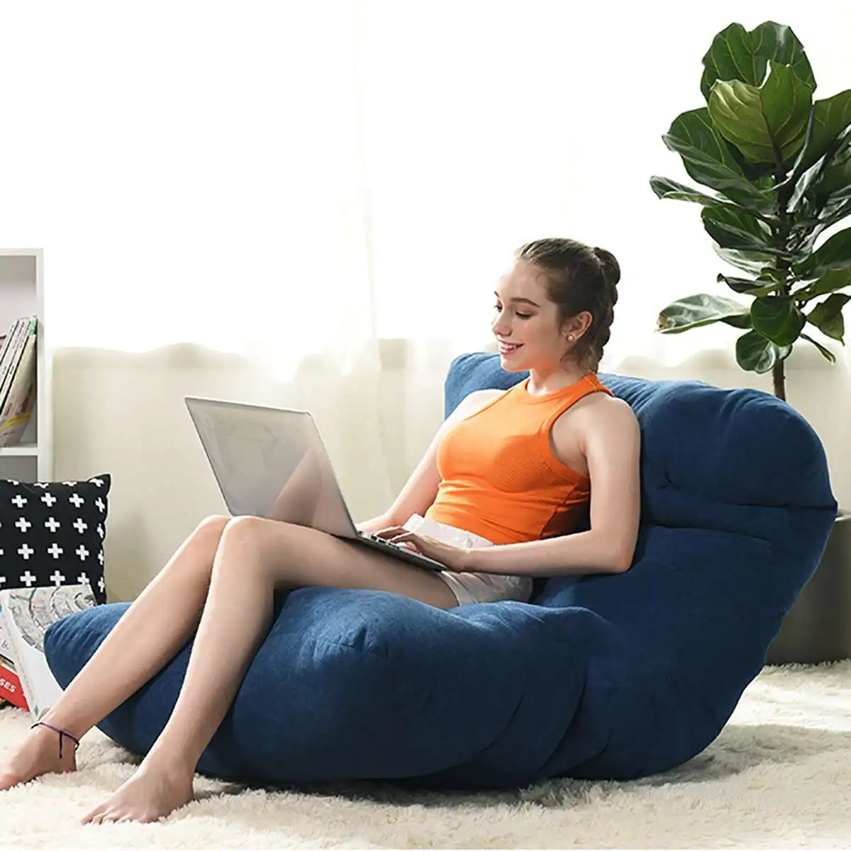 Online Keine Füllung Sitzsack Sofa Abdeckung Stühle Faul Bett Sitzsack Sofas Baumwolle Tuch Liege Sitz Hocker Puff Couch Tatami Hause zimmer Gelb