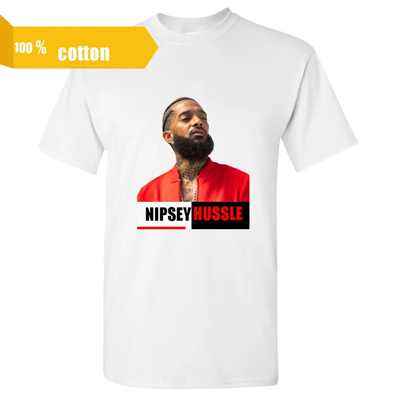 

2019 summer top tees print NIPSEY HUSSLE white T shirt men fashion hip hop style Cool Casual cotton tshirt men New tshirt homme
