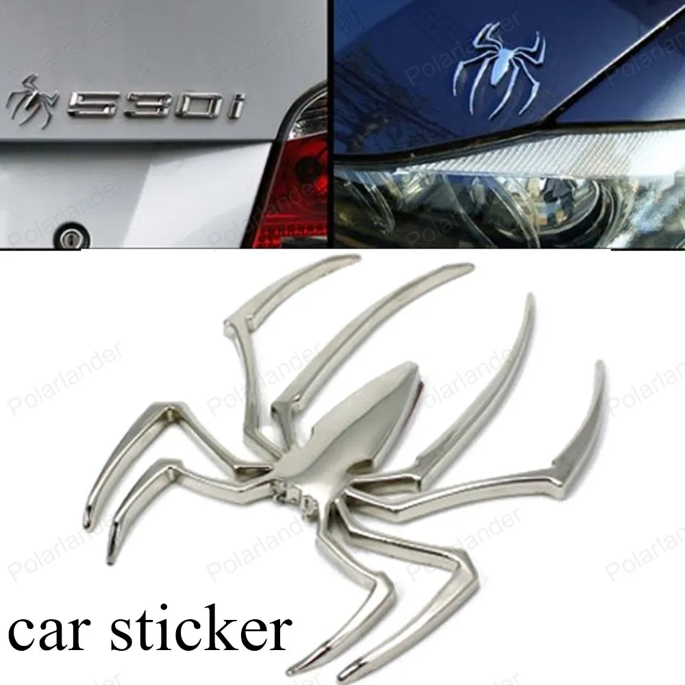 

wholesale NEW Design 3D spider Alloy Metal car styling skeleton crossbones car motorcycle sticker Label spider emblem badge