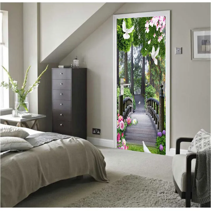  Pintu  Wallpaper Kayu  Jembatan Hutan Mural Wallpaper 