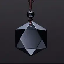 Drop shipping Black Obsidian pendant necklace obsidian star of RongDe pendant Lucky Love Crystal Jewelry With Free Rope