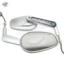 Silver font b Motorcycle b font font b Mirror b font Muscle LED Turn Signals Light