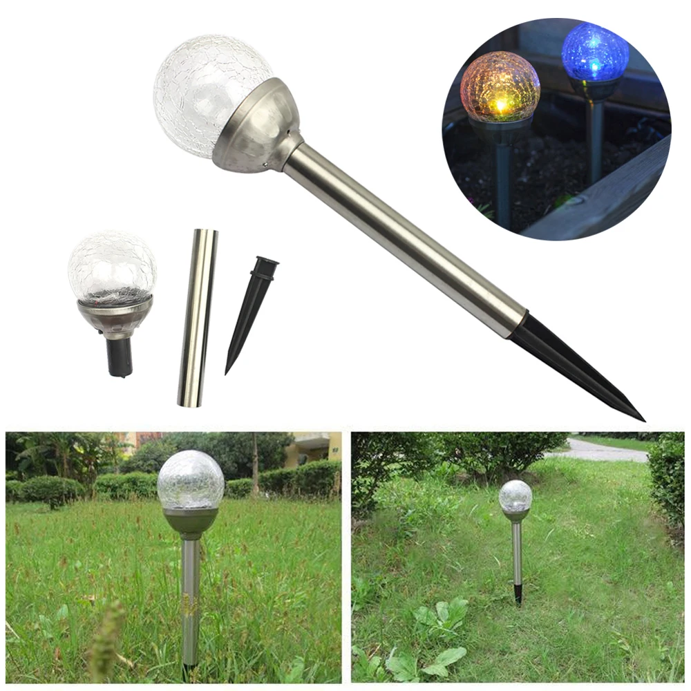 

Cracked Glass Ball LED Solar Garden Light Outdoor Lawn Lamp Stainless Steel Waterproof for Path Garden Outdoor Holiday Decor