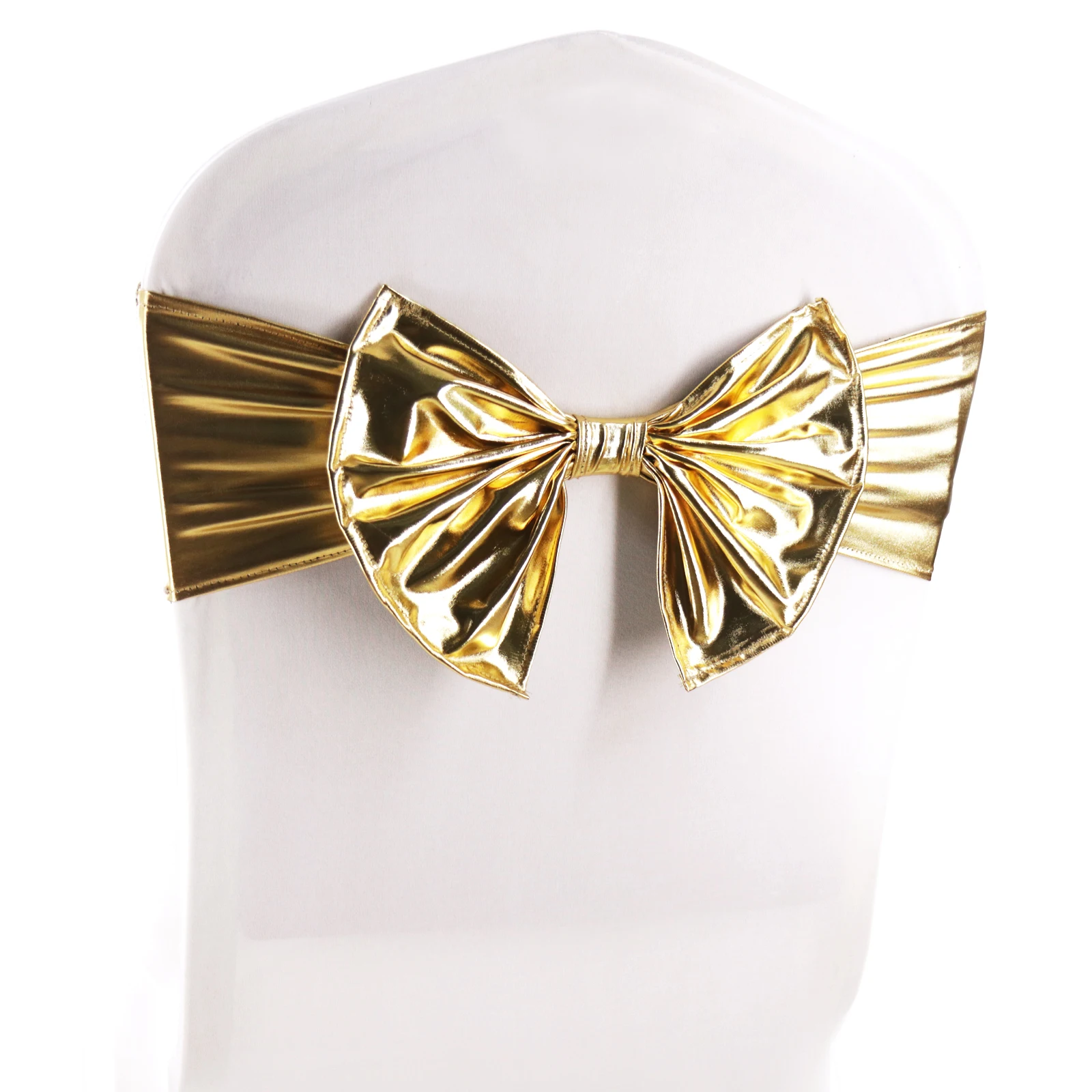 

Glitter Bronzing Chair Sashes Bow-knot Chair Band Decoration For Birthday Wedding Banquet Festival Party Chair Cover Supply
