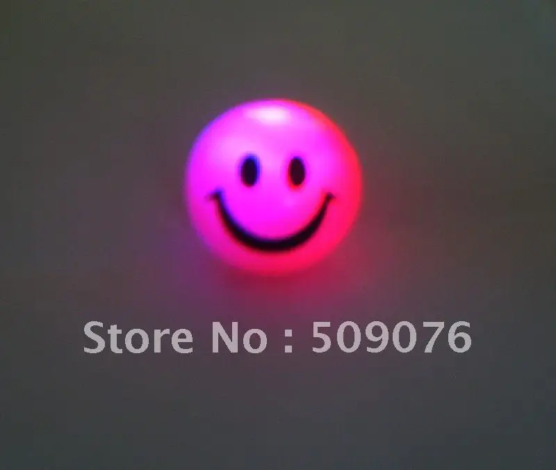 

Free shipping 2pcs/lot rubber color changing 4cm led flashing bouncy ball led flashing smile face led light ball