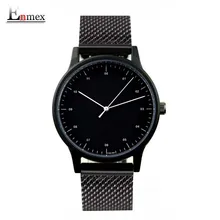 2017 enmex beau dame style montre-bracelet brève vogue simple élégant avec noir et blanc visage acier bande quartz montre de mode