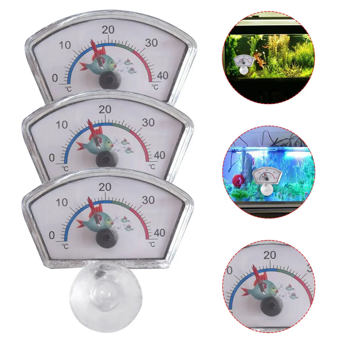 

Aquarium Thermometer Pointer Fish Tank Temperature Dial Submersible Suction Cup Aquarium Water Sensor