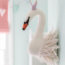 3D Лебедь, украшение на стену, голова животного, игрушки для детей, детская комната, настенное украшение, ручная работа, лебедь, мягкая кукла, подарок на день рождения, свадьбу