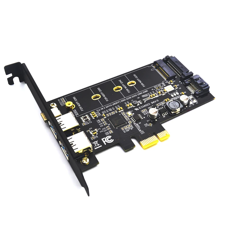 Двойной USB3.0 1 порт Type c M.2 PCIe адаптер M2 SSD SATA B Ключ к PCI e 3 0 Контроллер конвертер