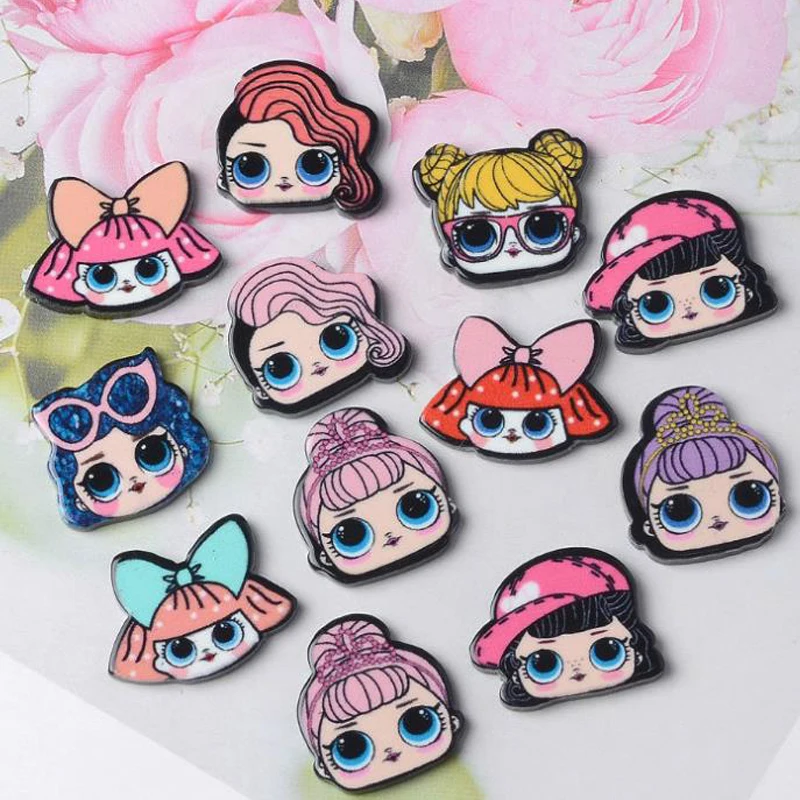 

New Mix Resin Beautiful Girl Charms for DIY Mobile Phone Case Lollipop Pack 10PCS Mixed Planar Resin Big Eye Girl Decoration