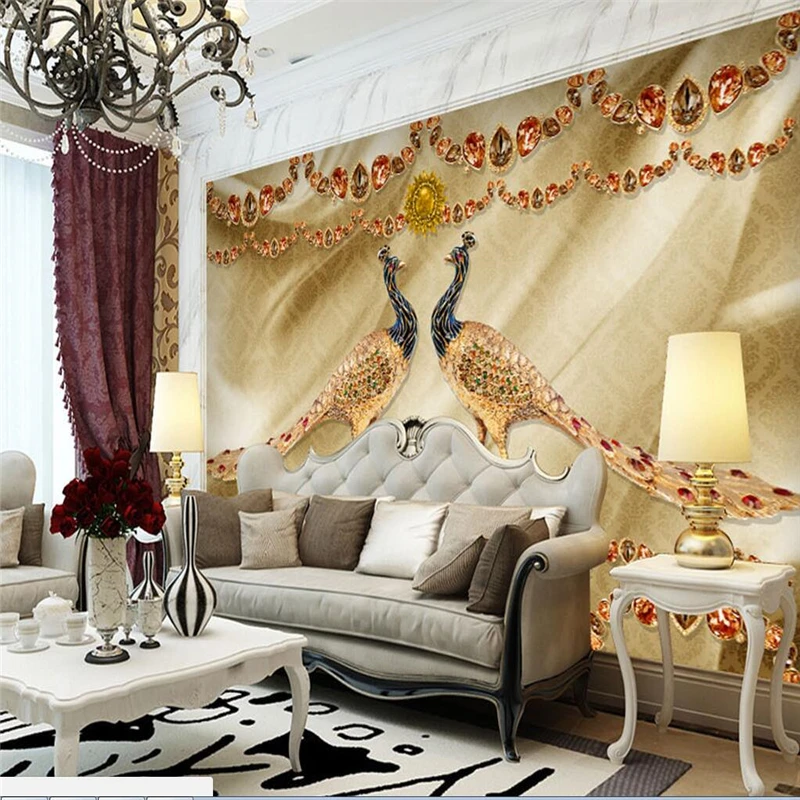 Beibehang пользовательские фото обои 3D Фреска, Европейский Роскошный Золотой Павлин ювелирные изделия фон стены papel де parede обои