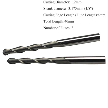 

SHINA 5pc/lot 3.175mm 2 Flute Spiral Ball Nose End Mill CNC Router Bits For Wood Tungsten Carbide Milling Route Tool 1.2x6mm