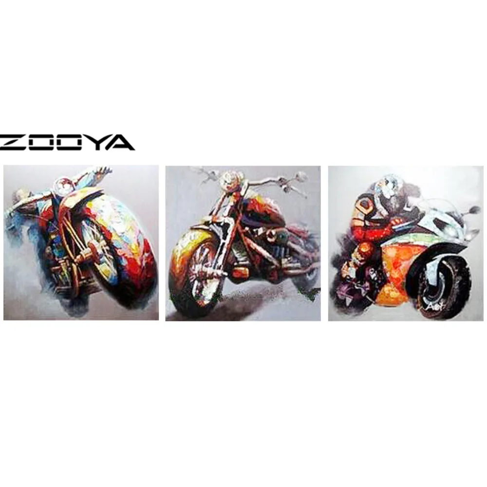 

ZOOYA Diamond Embroidery 3d DIY Diamonds Painting Cross-Stitch Wall Stickers Triptych Paintings Colorful Motorcycle Gift RF1090