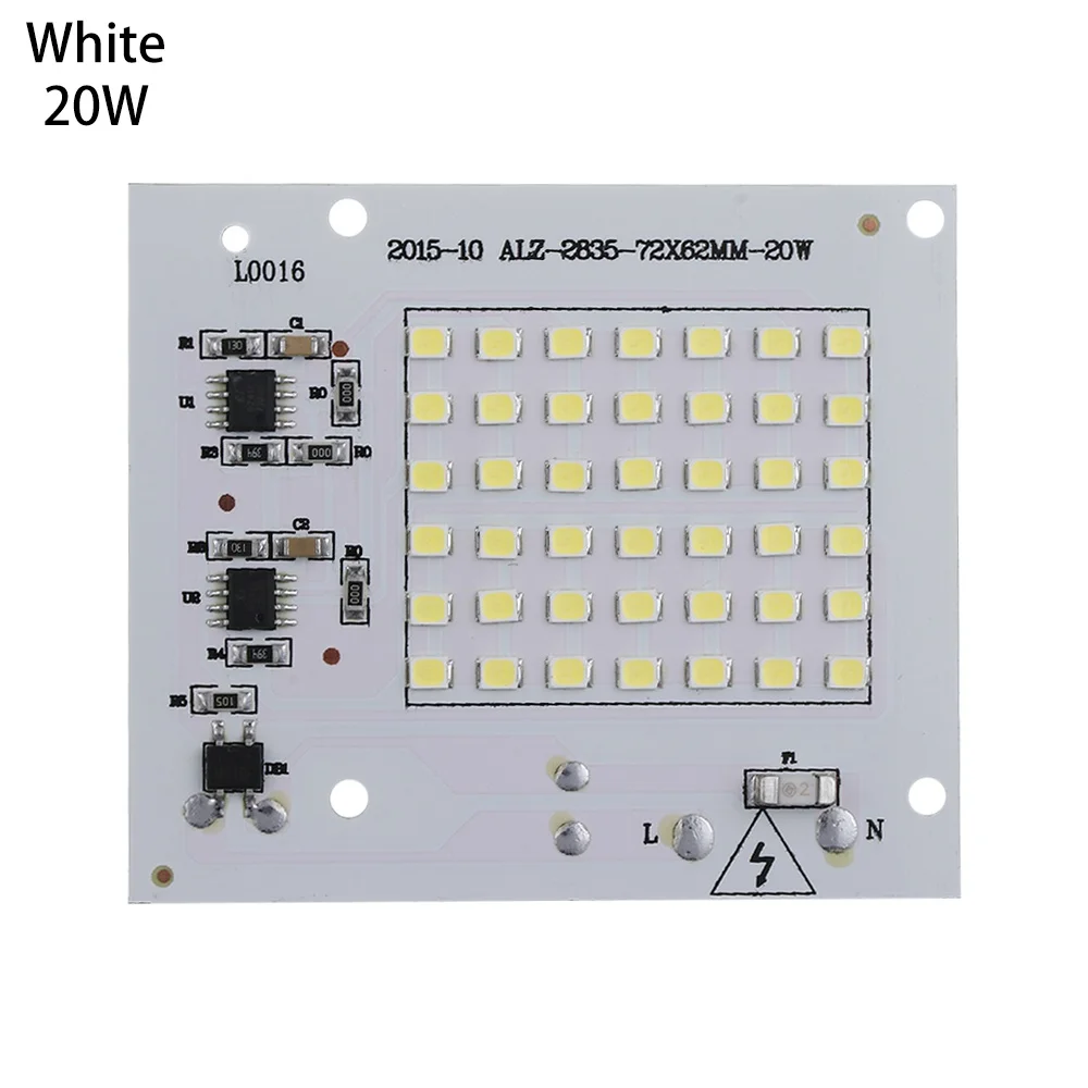 1 шт. светодиодный лампы SMD2835 чип бусины умная ИС(интеграционная схема) 220V Вход мощностью 10 Вт, 20 Вт, 30 Вт, 50 Вт 100 вт DIY для приготовления пищи на воздухе прожектор холодный белый/теплый белый/белый - Испускаемый цвет: 20W white