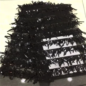 

Latest French Lace Fabric 2019 High Quality Black Wedding African Lace Fabric With Sequins 3d Lace Fabric For Nigerian Lace