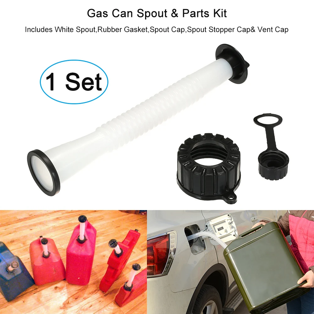 Gas Can Spout & Parts Kit Includes White Spout Rubber Gasket Spout Cap