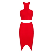 New Design Slash Neck 2 Two Sets Sexy Sleeveless Short Mini Bandage Dress Zippers Bodycon Women Two Sets Celebrity Party Club 