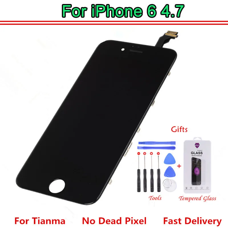 

EBS Tianma AAA For iphone 6 LCD Display With Touch Screen Digitizer Assembly Replacement For ip 6 Screen +Tools+screen protector
