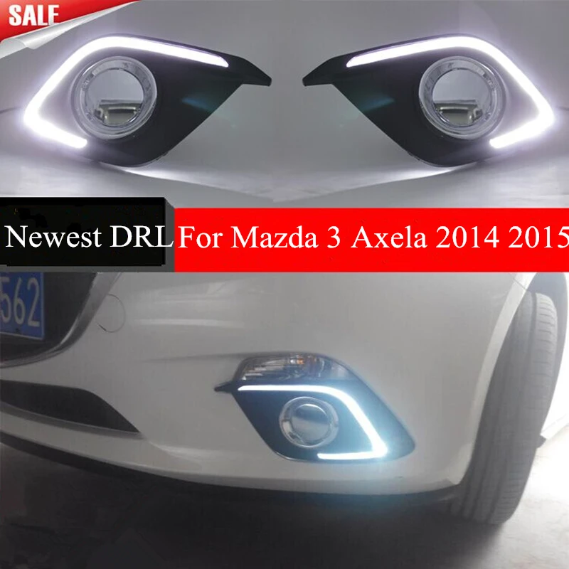 Auto Car Turn Signal Light LED DRL 12V Daytime Running light with Fog lamp hole For Mazda 3 Axela 2014 2015  Quality Assured