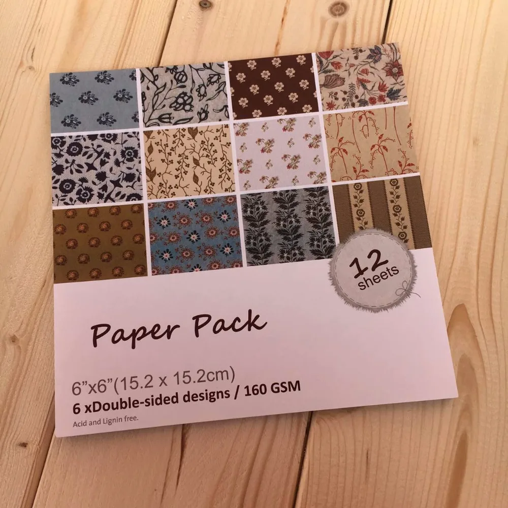 

6 inch Double-sided Retro Floral patterns 12sheets,Scrapbooking Pads Paper Origami Art Background Paper Card Making DIY