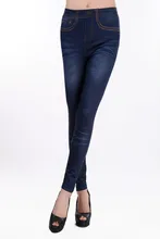 Fashion Women Pants Sexy Blue Fake Jeans Look Print Slim Fitness Leggings Femininos Roupas Femininas Non Stitching Skinny Pants