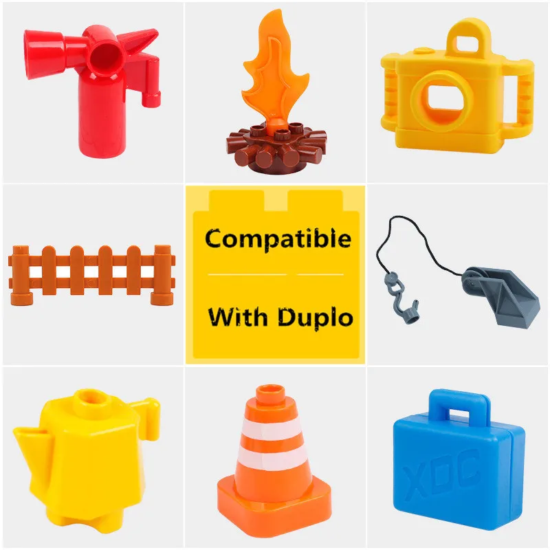 Diy بناء كتلة الملحقات المتوافقة مع Legoingly كاميرا الانكليزي النار حقيبة السياج الشعلة الجداول السائبة أجزاء اللعب للطفل