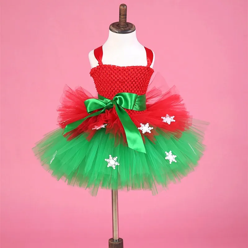 Детское рождественское праздничное платье для маленьких девочек фатиновое платье-пачка со снежинками костюм принцессы с цветами праздничные новогодние платья для девочек