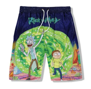

SzBlaZe Brand Casual Unisex Rick and Morty 3D Print Casual Shorts Breathable Summer Cartoon Print Mens Body Building Short Pant