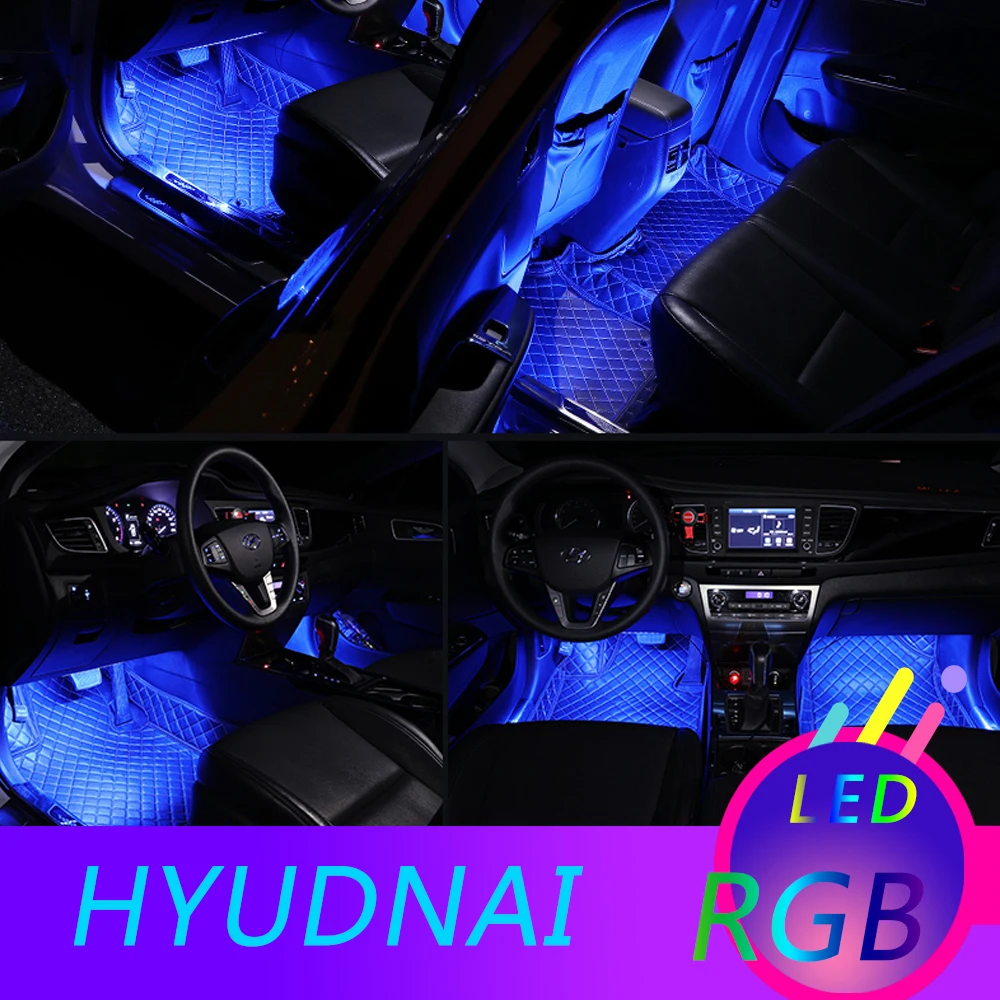 

Car RGB LED Colors Decorative Atmosphere Lamps Colorful Interior Lights For Hyundai Solaris Tucson Creta Accent Getz I30 I25