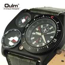 Oulm hombres Reloj Multifunción bolsos de Clasual 4094 Brújula Termómetro Reloj de Cuarzo Banda de Cuero de La Pu Al Aire Libre Envío Gratis