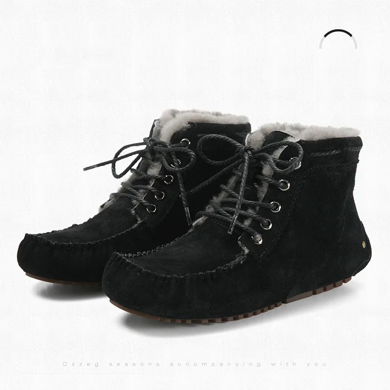 Las Alta Piel Caliente Invierno khaki gris Botas De Calidad Cuero Zapatos Genuino Negro azul rosado coffee Mujer Nieve Real Plantilla Mujeres Clásicas Felpa Owq8rO