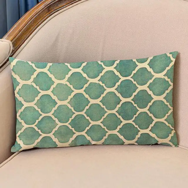 European Style Geometric Dotted Line Patterns Decorative Cotton European Style Geometric Dotted Line Patterns Decorative Cotton Linen Rectangular Backrest Pillow Cushion For Office Chair