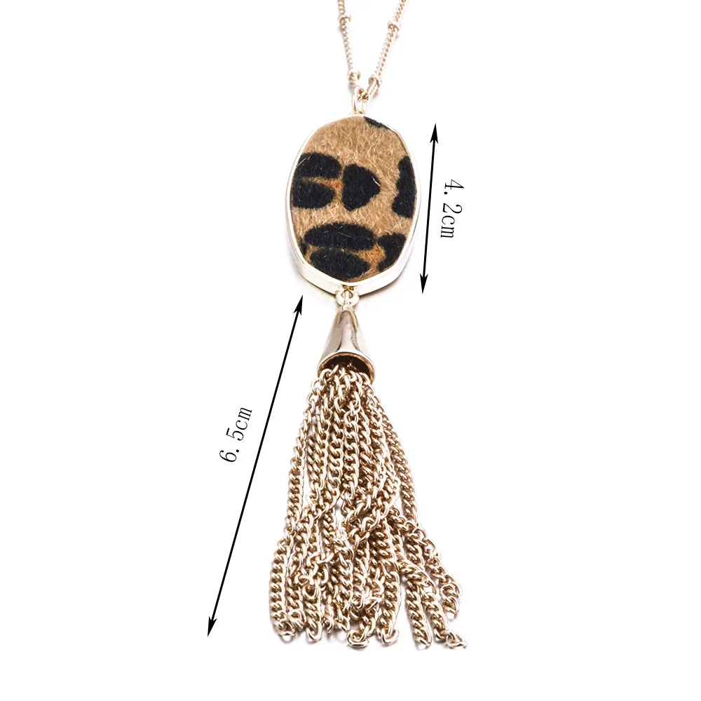 

The Chain Circumference Is 70cm Layering Cloth Leopard Stripe Print Hand-Woven Pattern Necklace For Women Jewelry