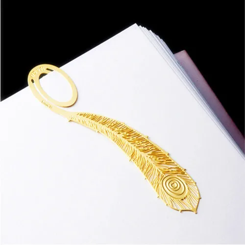 

24pcs Clips Gold Peacock Feather Book Marks Bookmarks Students Stationery Kids Birthday Wedding Souvenir Return Gift for Guests