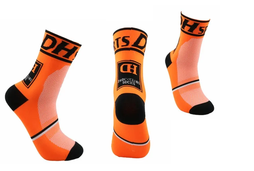 DH носки, высокое качество, профессиональные брендовые дышащие спортивные носки, велосипедные носки, уличные гоночные носки - Цвет: orrange