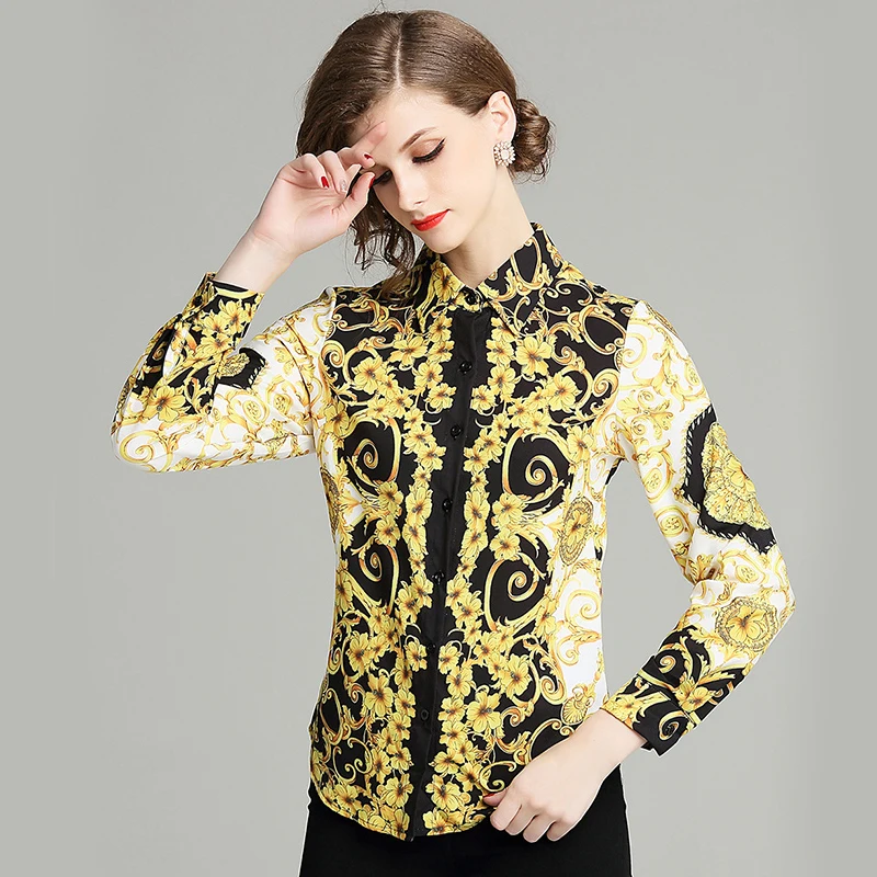 

THC New Arrival 2019 Runway Designer Top Women Long Sleeve Elegant Blousa Brand Spring Ladies Office Shirt Blusas Femininas