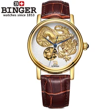 Часы со скелетом, роскошные Брендовые Часы, автоматические механические часы, китайский дракон, ручной работы, с кожаным ремешком, мужские часы с сапфиром