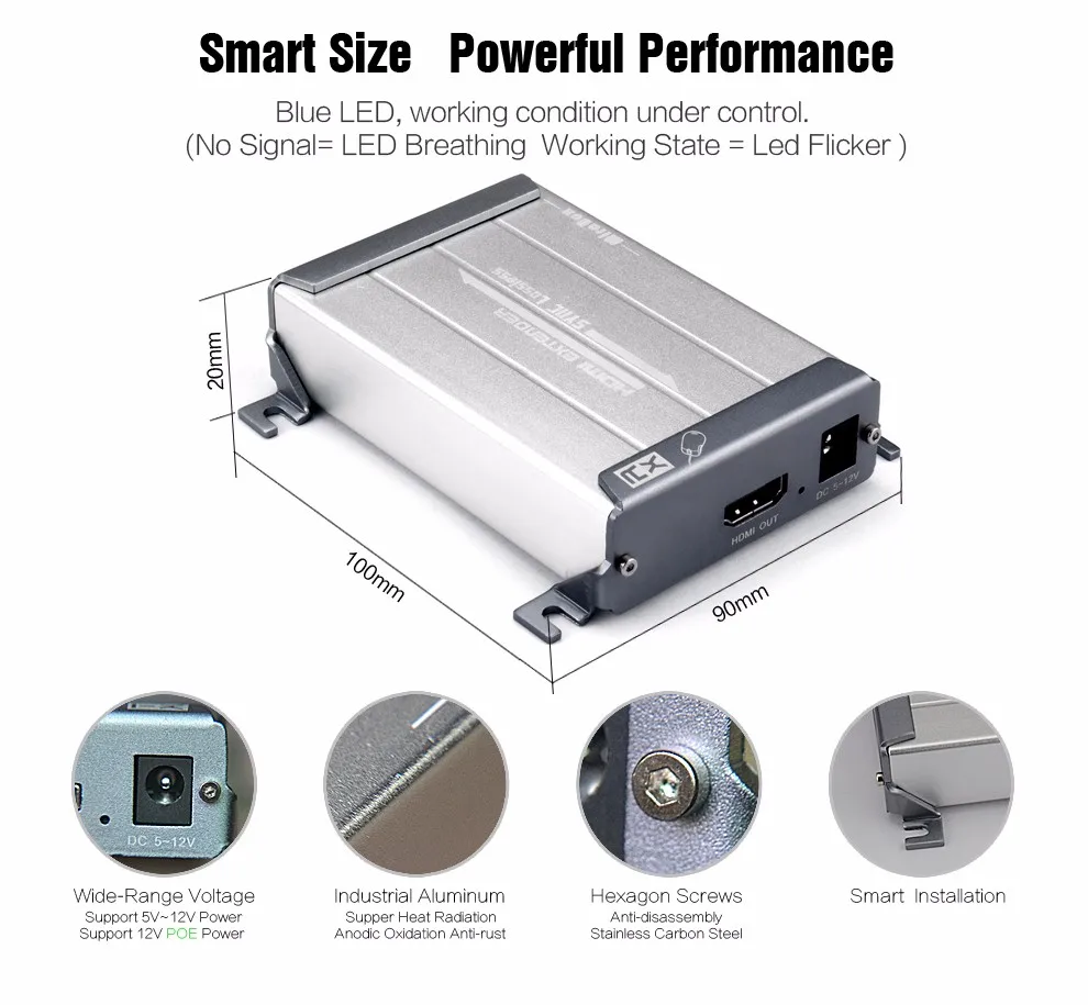 HSV560 KVM HDMI Extender One Pair Over Cat Cable Support USB Keyboard And Mouse Transmit Up to 60-80m KVM Extender 1080P full HD (7)