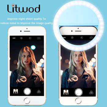 

Litwod Z90S Selfie Ring Flash Led Fill Light Lamp Camera Photography Video Spotlight for iphone X 8 7 Samsung Huawei Phone