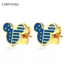 Минни бижутерия с Микки серьги гвоздики для женщин девочек нержавеющая сталь, милая Микки Маус голова Серьги детские аксессуары