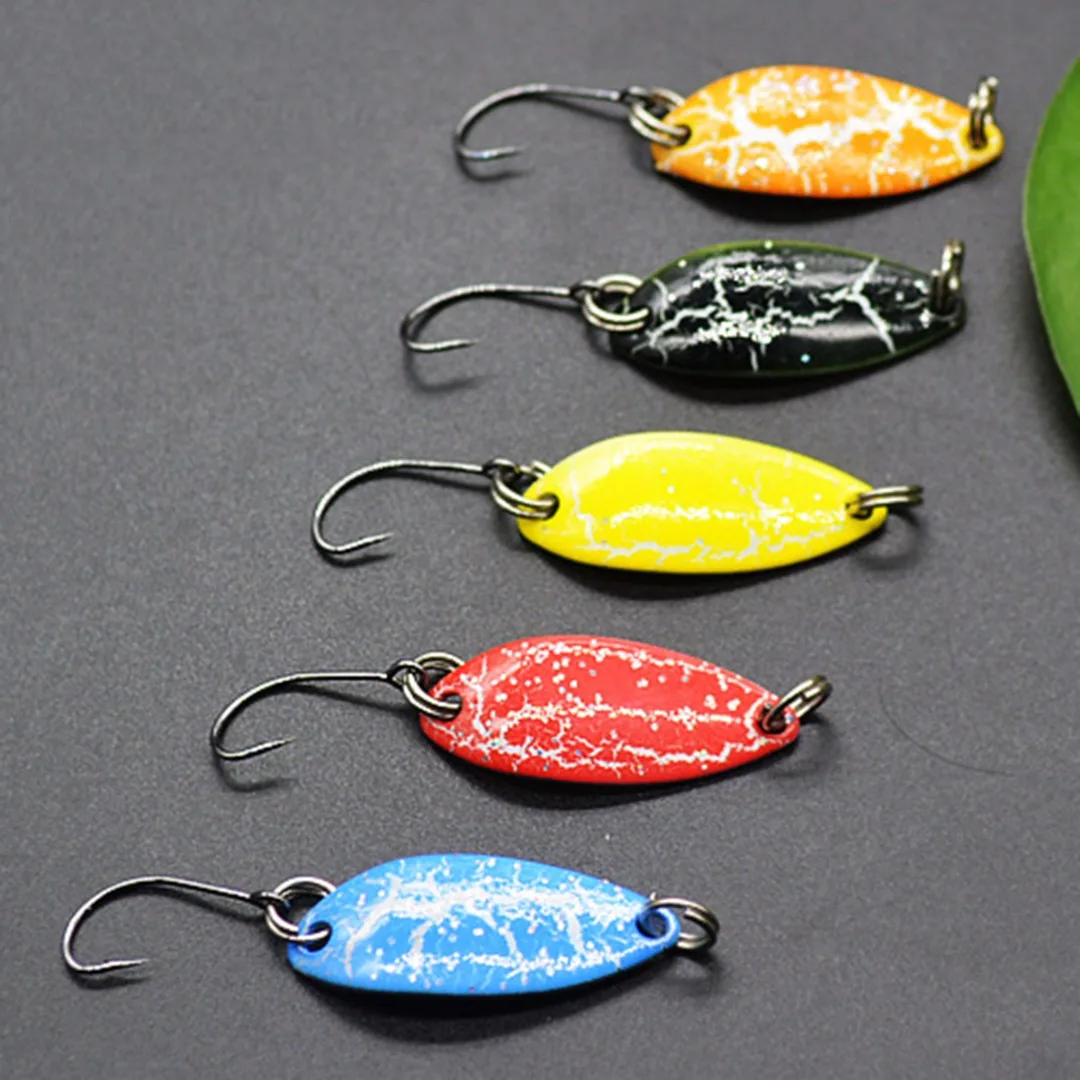 New 5Pcs 3.2cm/3g Metal Spoon Fishing Lure Spinner Bait For Trout Blinker Bass Artificial With Single Hook Fishing Accessories