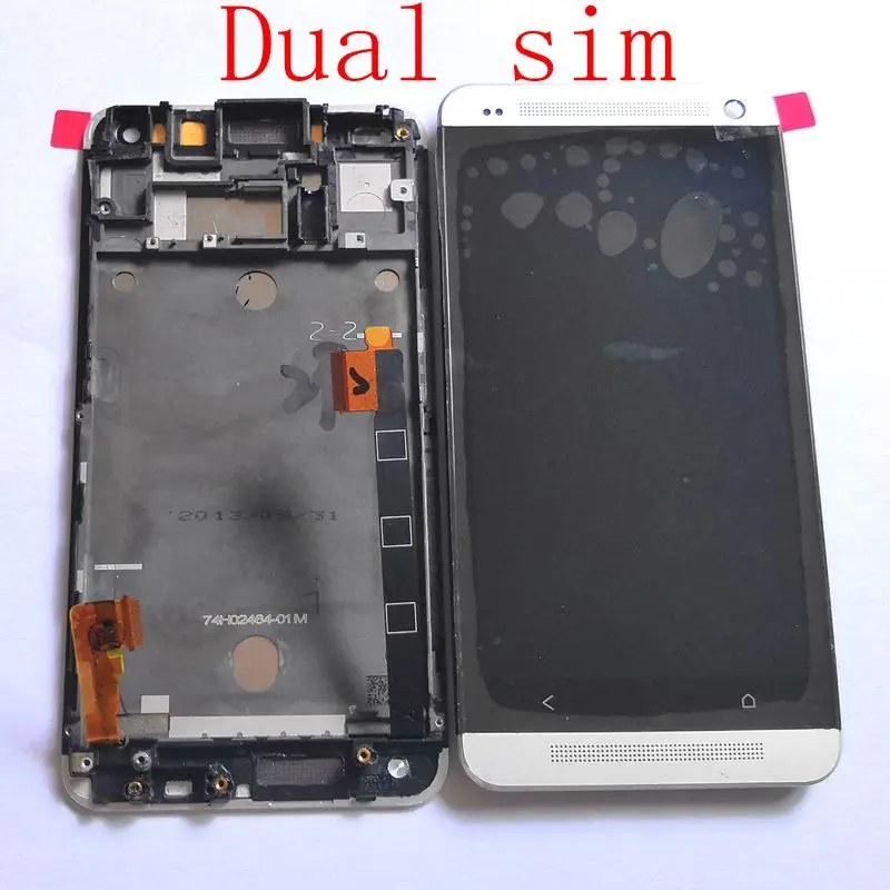 

For HTC ONE M7 801e 802d 802w lcd display+touch glass digitizer FRAME assembly replacement screen For HTC m7 LCDS spare parts