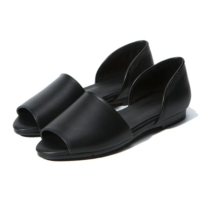 

B2-7 Size 33-39 Woman Beep Toes Slip-on Sandals Female Daily D'orsay Sandal Women Flat Heels Shoes Girls Leisure Beach Shoe