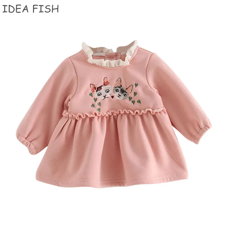 IDEA FISH Baby Girls Clothes 2019 Autumn Winter Toddler Infant Kids Girls Dress Princess Party Thick Warm Cat Dress 0-2T IDEA FISH Baby Girls Clothes 2019 Autumn Winter Toddler Infant Kids Girls Dress Princess Party Thick Warm Cat Dress 0-2T