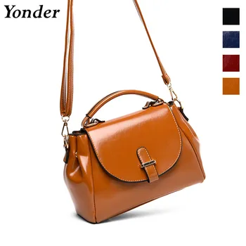 

fashion oil leather messenger bag women's vintage small shoulder crossbody bags for women handbags female black brown navy blue