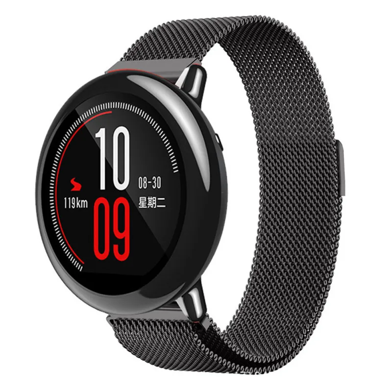 2в1 для Xiaomi Huami Amazfit pace ремешок часы из нержавеющей стали Миланская петля браслет умный ремешок спортивный ремень+ стекло Защита экрана